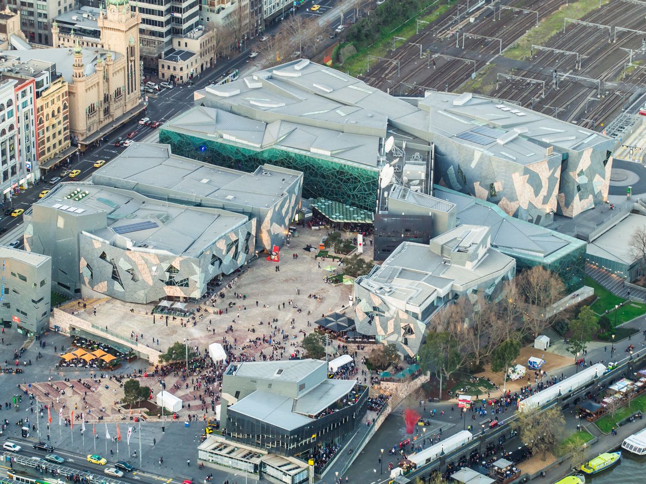 Luftaufnahme Federation Square in Melbourne
