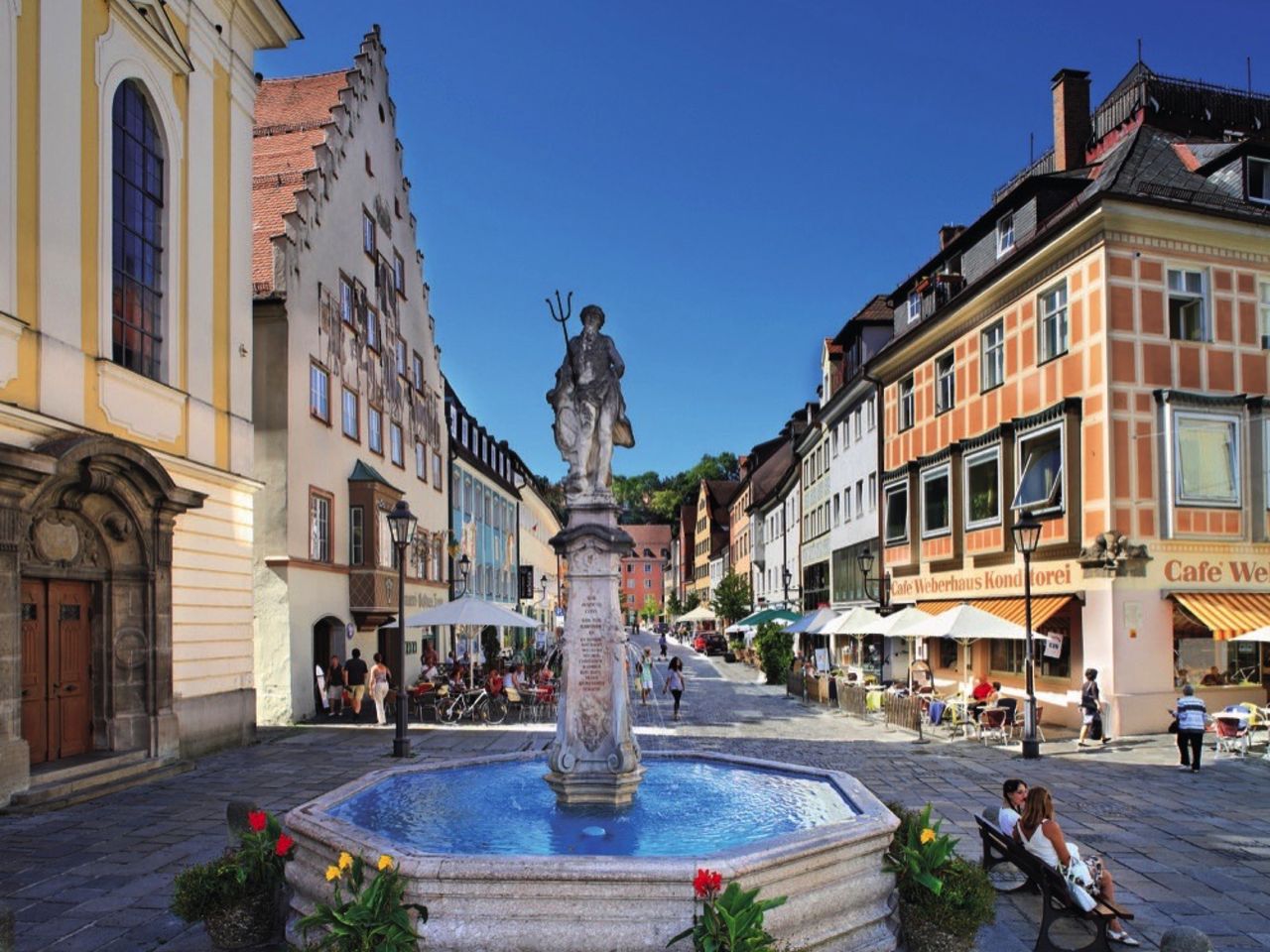 Der Neptunbrunnen in Kaufbeuren im Allgäu