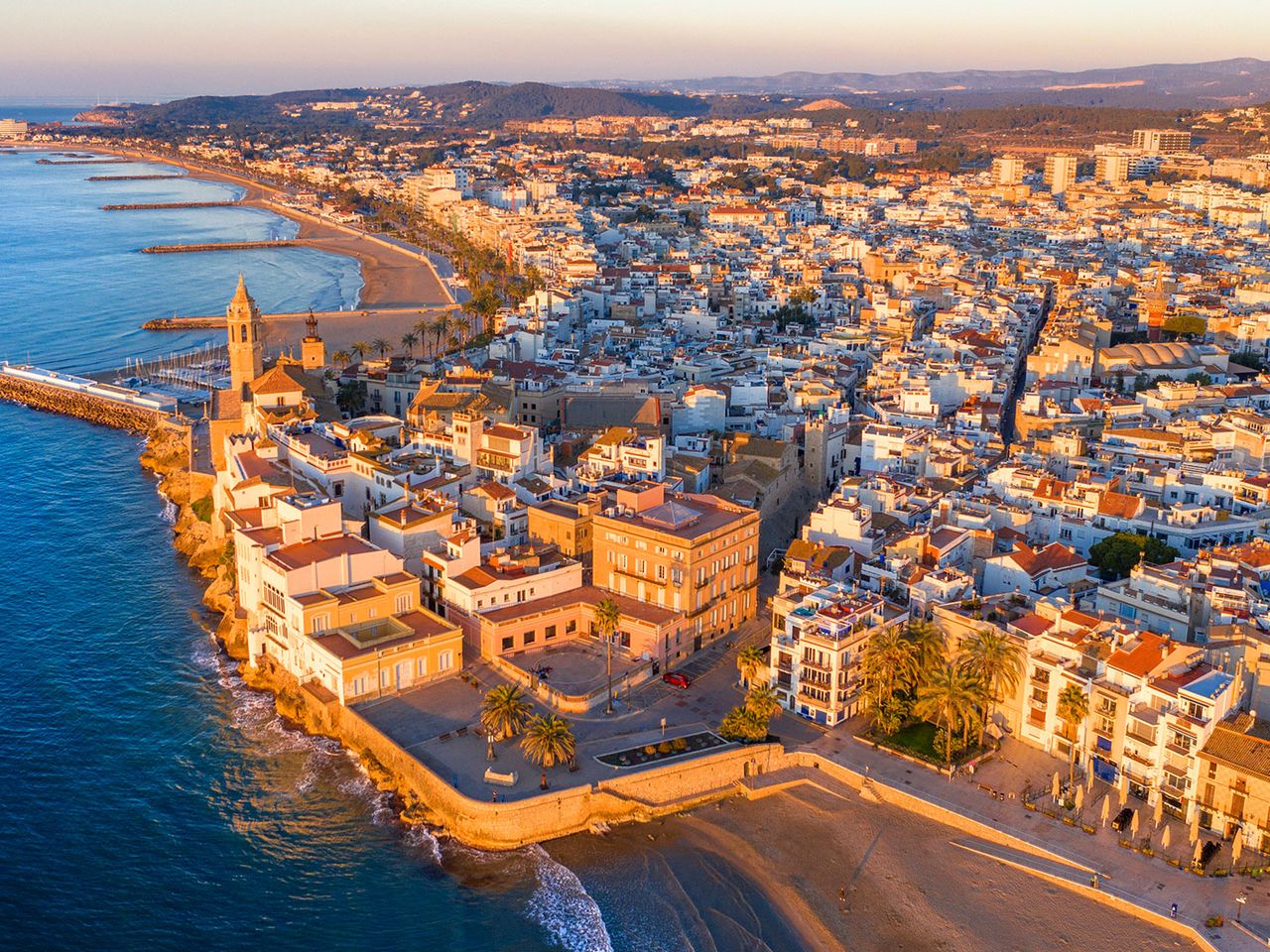 Start des Grande Randonée-Wanderwegs, Sitges, von oben 