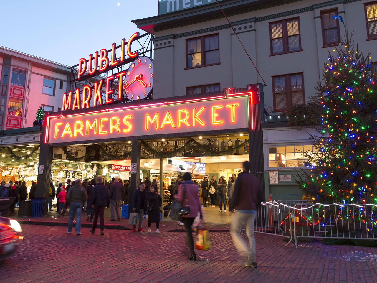 Pike Place Market in Seattle zur Weihnachtszeit