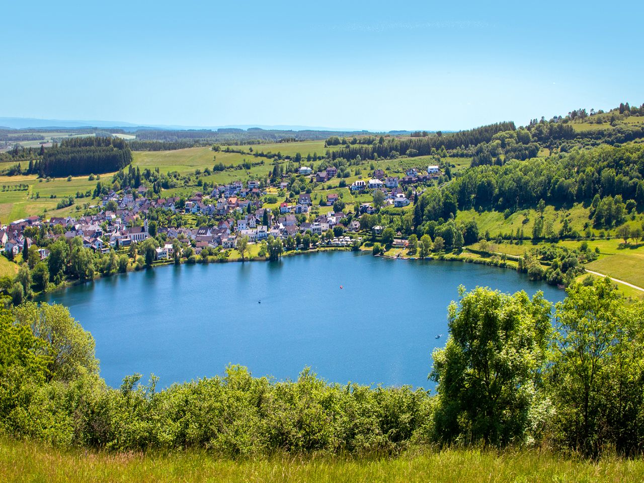 Schalkenmehrener Maar, Eifel, Drohnenaufnahme