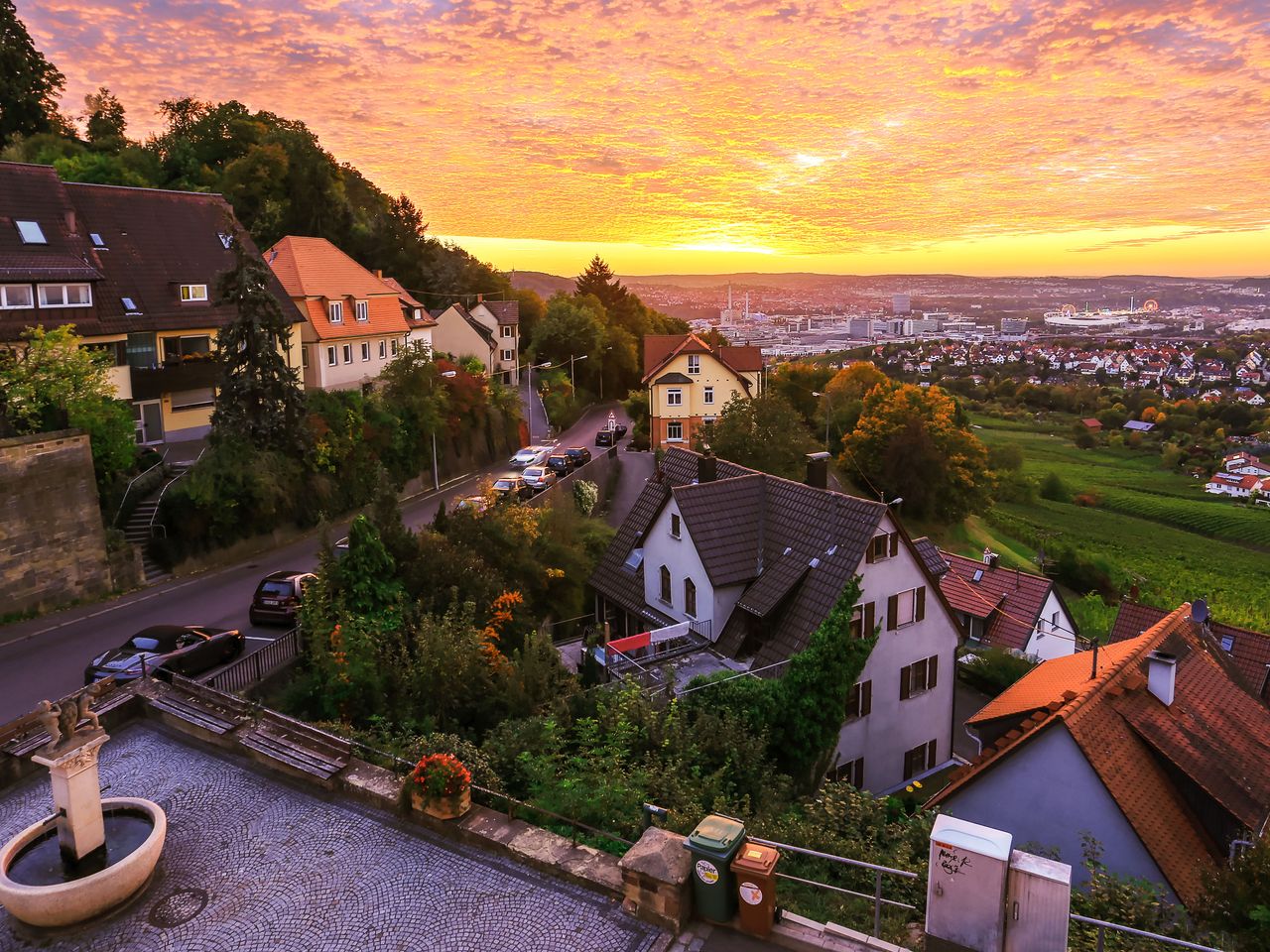 Stuttgart-Untertürkheim, Sonnenuntergang