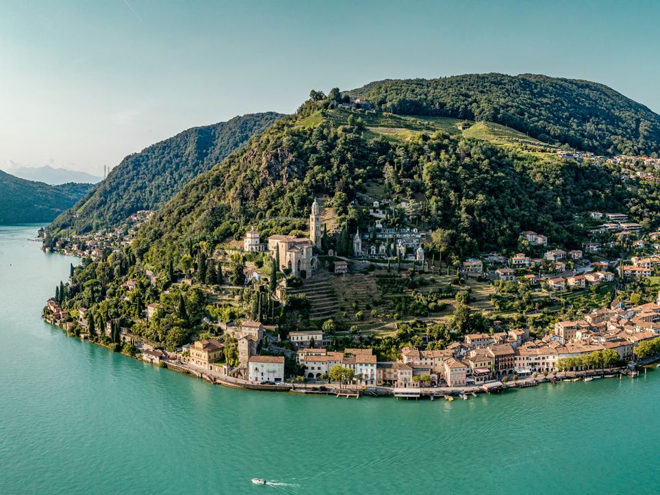 Blick auf Morcote am Luganer See