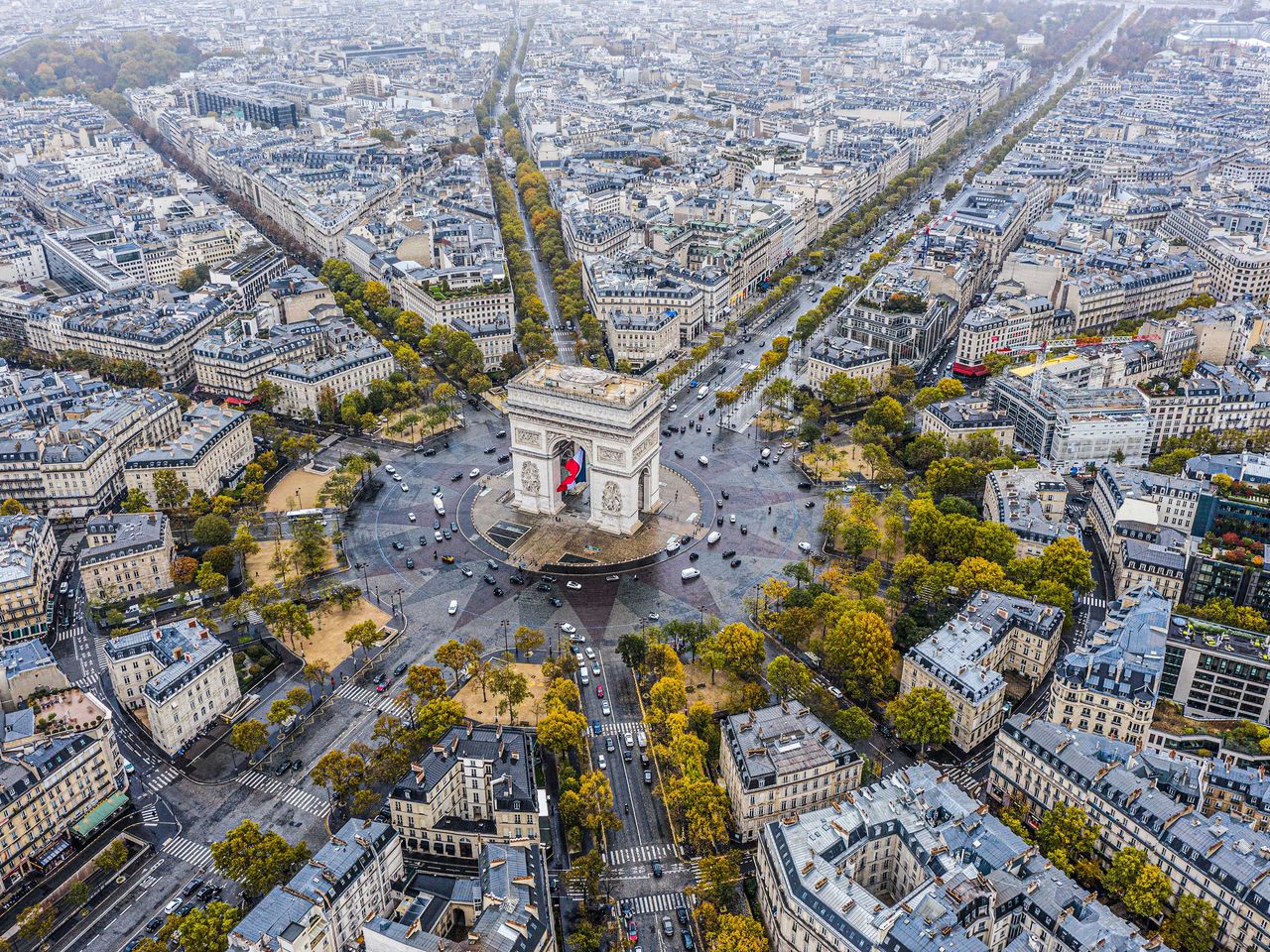 Arc de Triomphe, Luftaufnahme