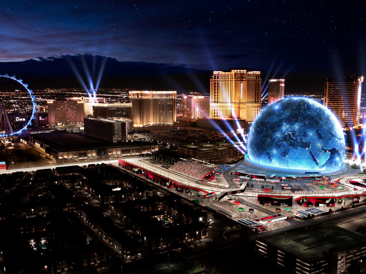 Highlight der Rennstrecke: Die „Sphere“ in Las Vegas