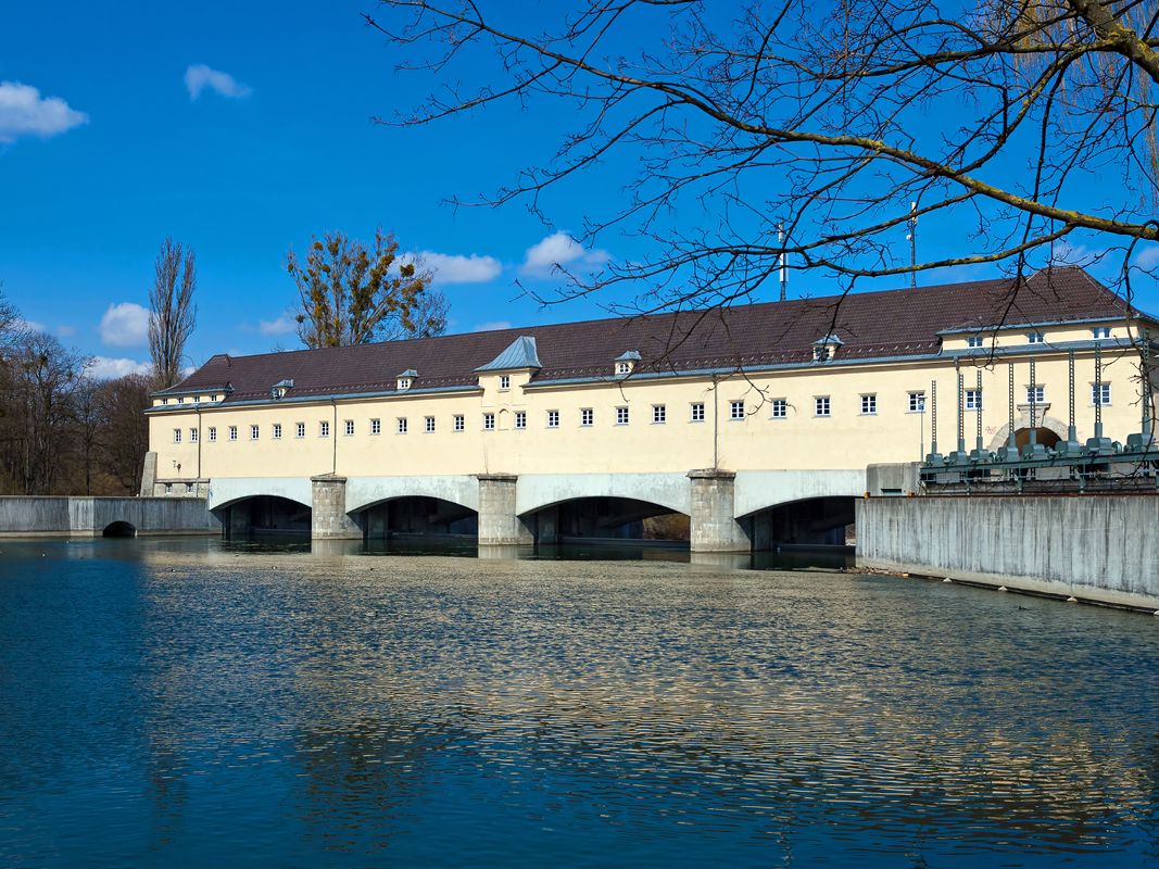Ausblick auf das Stauwehr Oberföhring