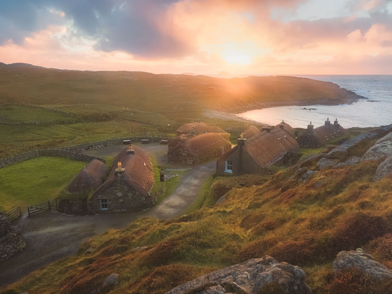 Gearrannan Blackhouse Village auf der Isle of Lewis, Schottland