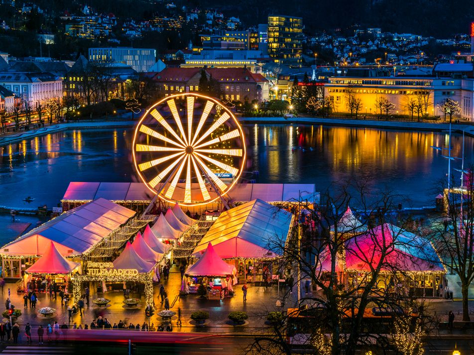 Weihnachtsmarkt in Bergen, Norwegen