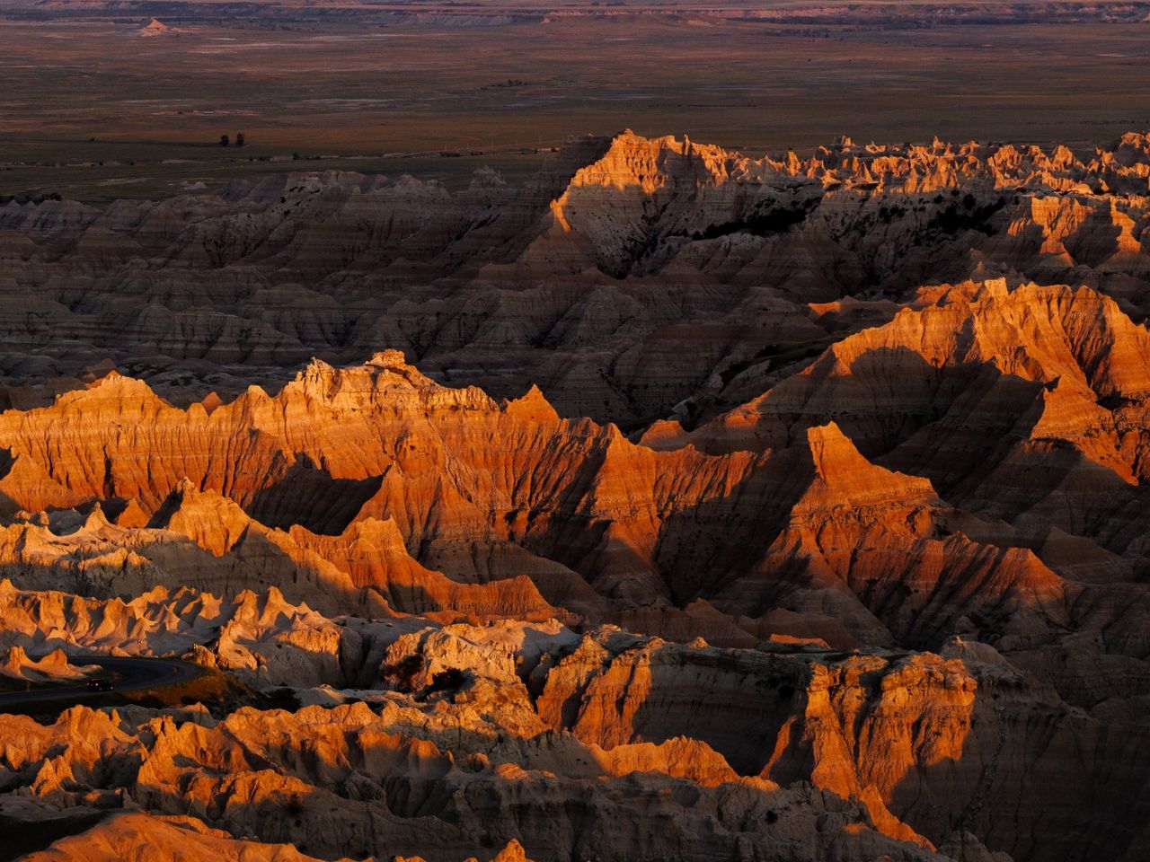 Sonnenaufgang über dem Badlands Nationalpark