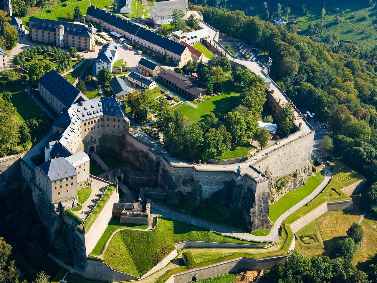 Festungsanlage Königstein von oben 