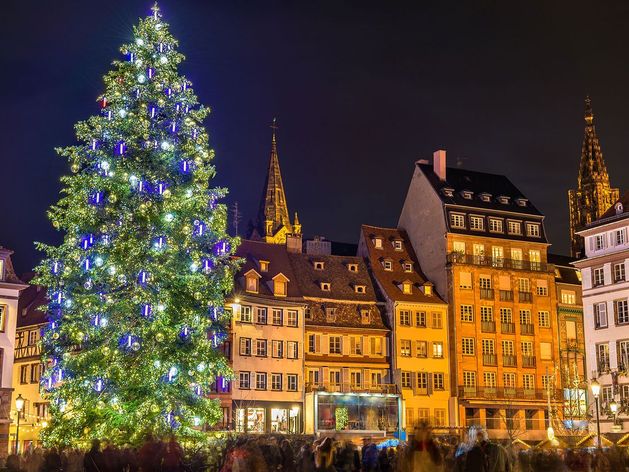 Weihnachtstanne auf dem Place Kléber, Straßburg