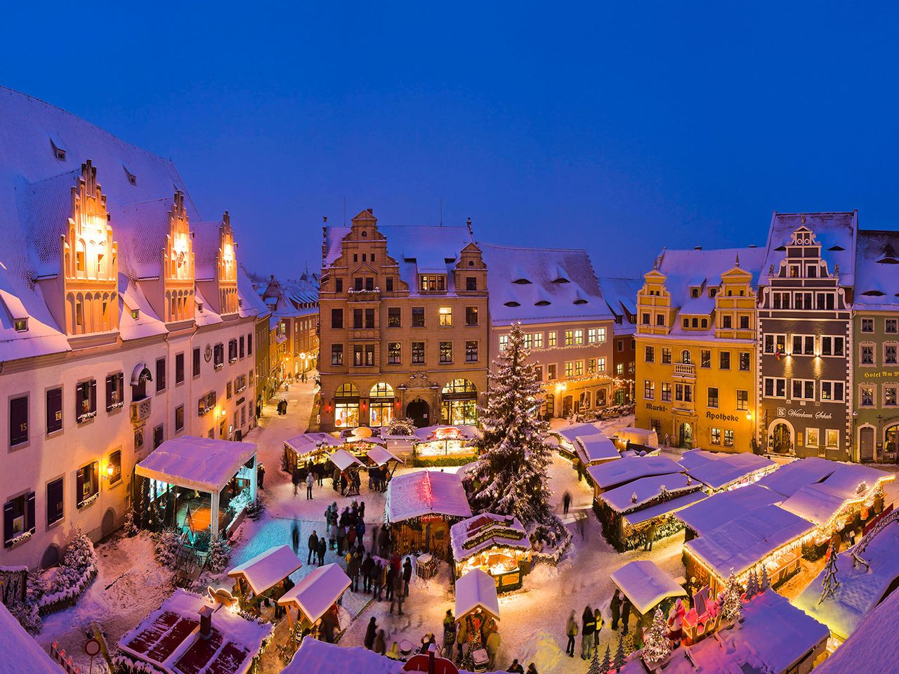 Blick auf den Weihnachtsmarkt in Meißen