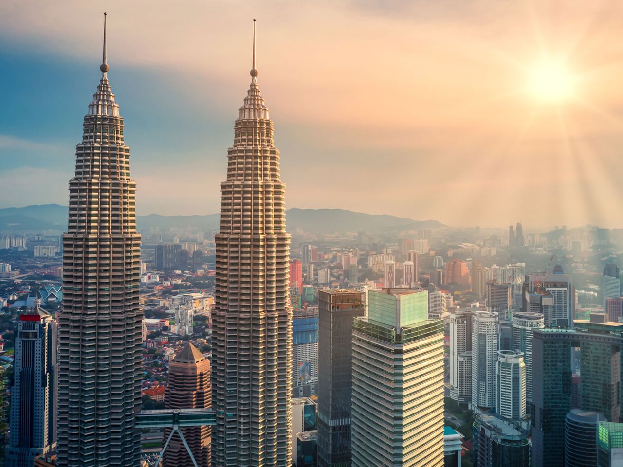 Blick auf die Petronas Twin Tours, Zwillingstürme in Kuala Lumpur