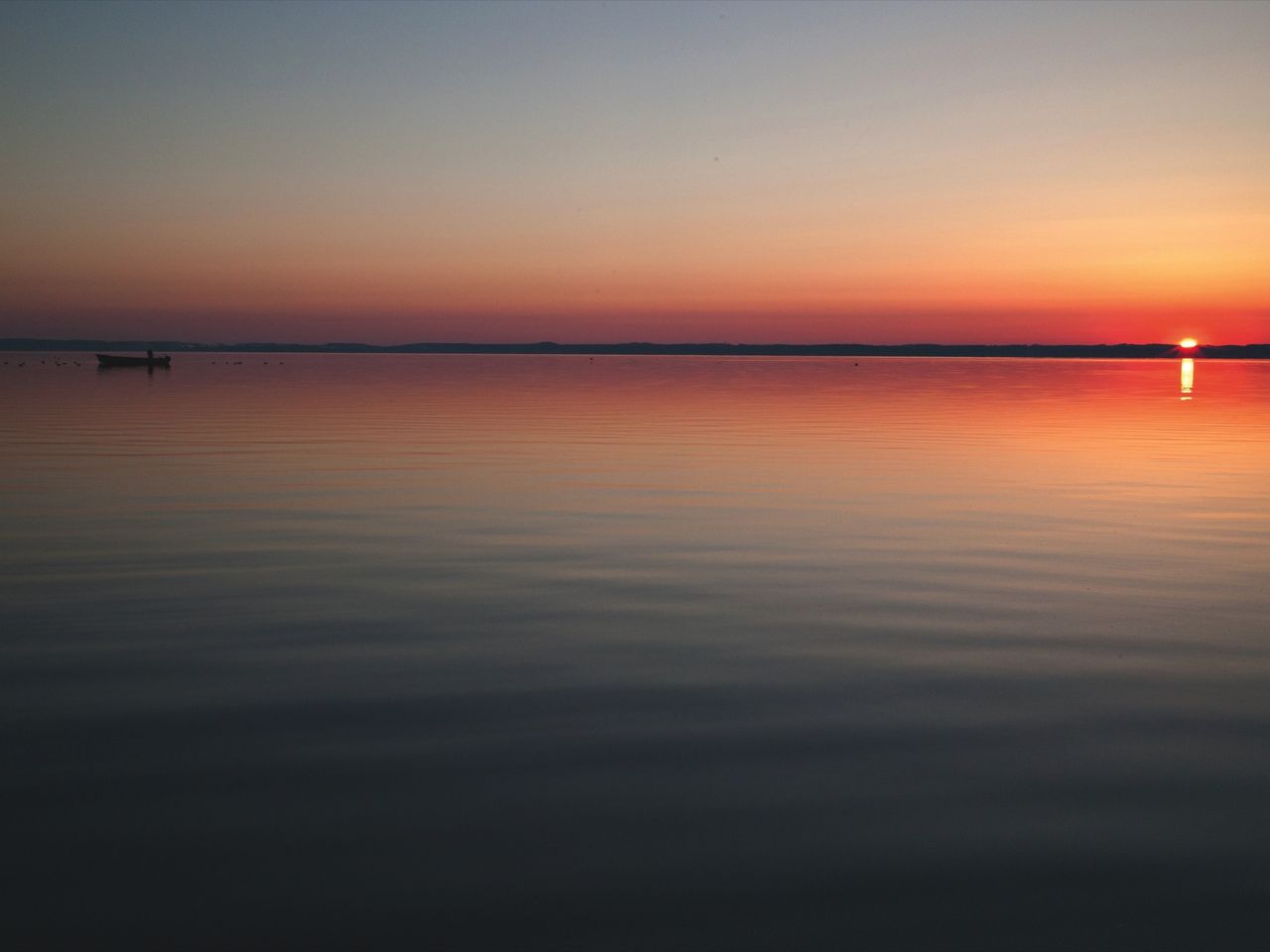 Chiemsee in Bayern, Sonnenuntergang