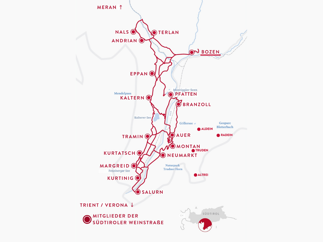 SWS Karte der Südtiroler Weinstraße
