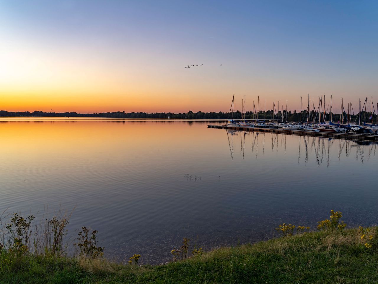 Xantener S&uuml;dsee beim Sonnenuntergang