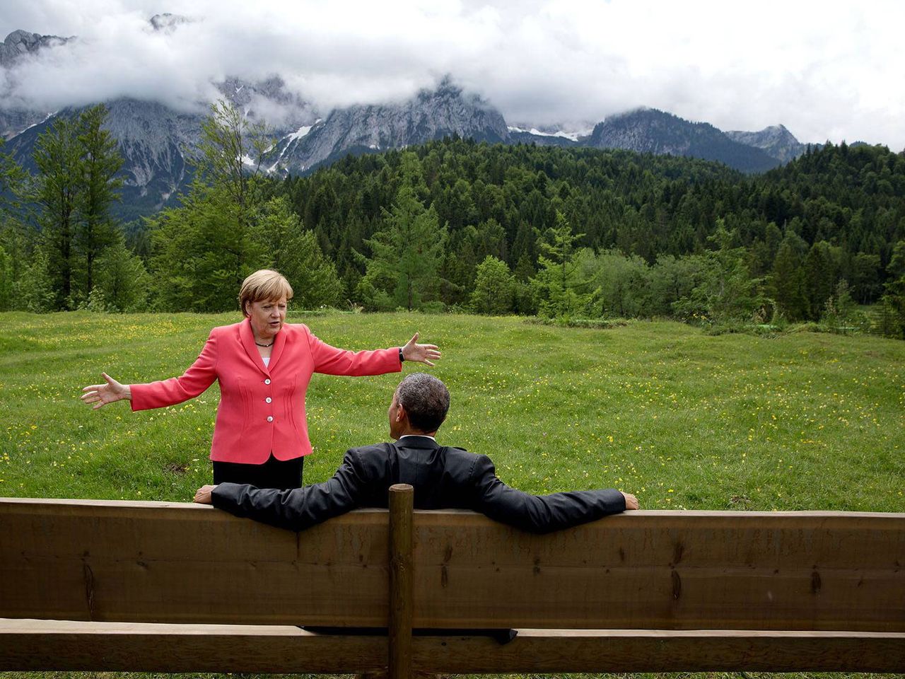 Angela Merkel und Barack Obama beim G7-Gipfel auf Schloss Elmau 2015
