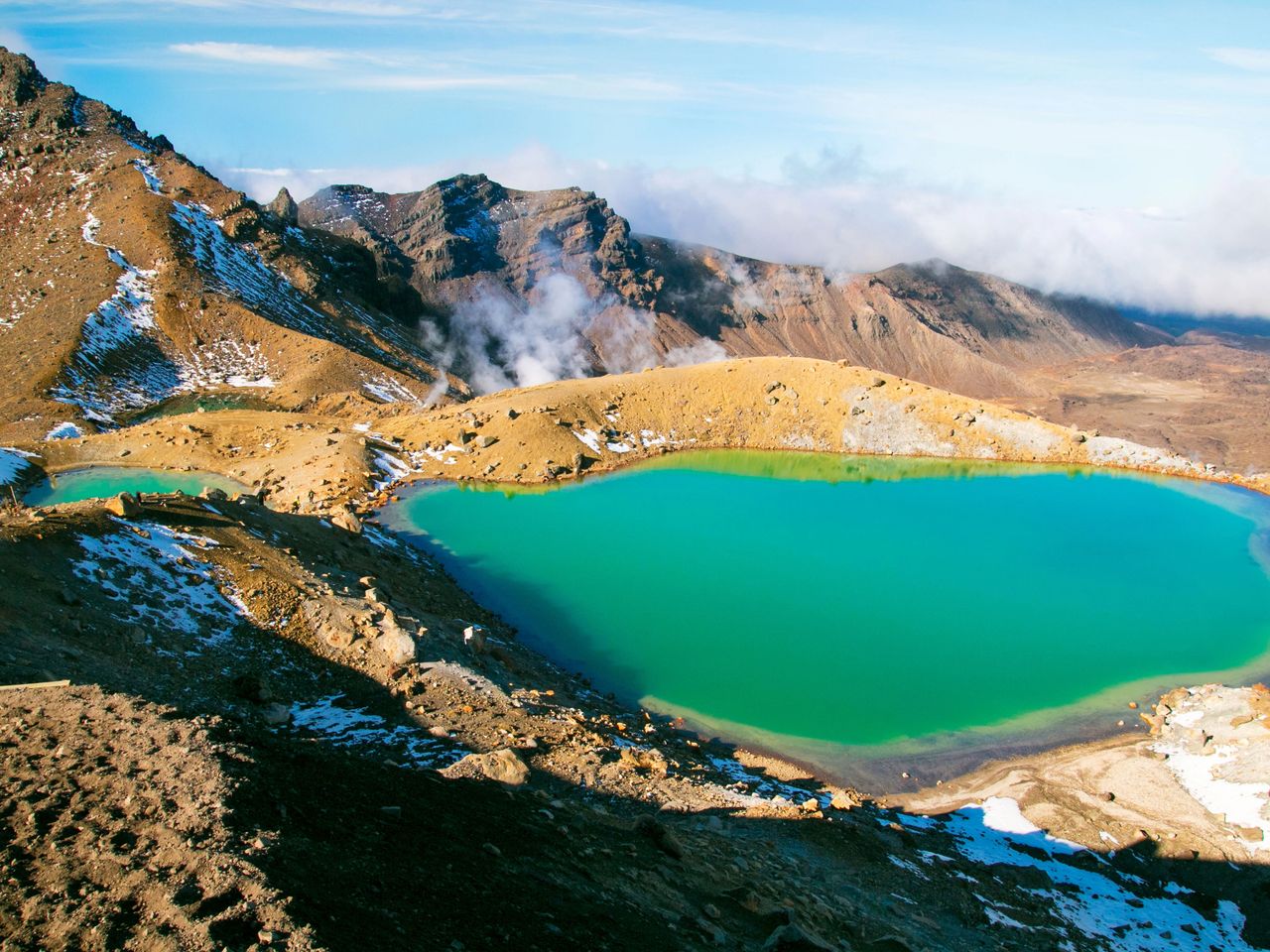 Emerald Lakes entlang des Wanderwegs Tongariro Alpine Crossing, Neuseeland