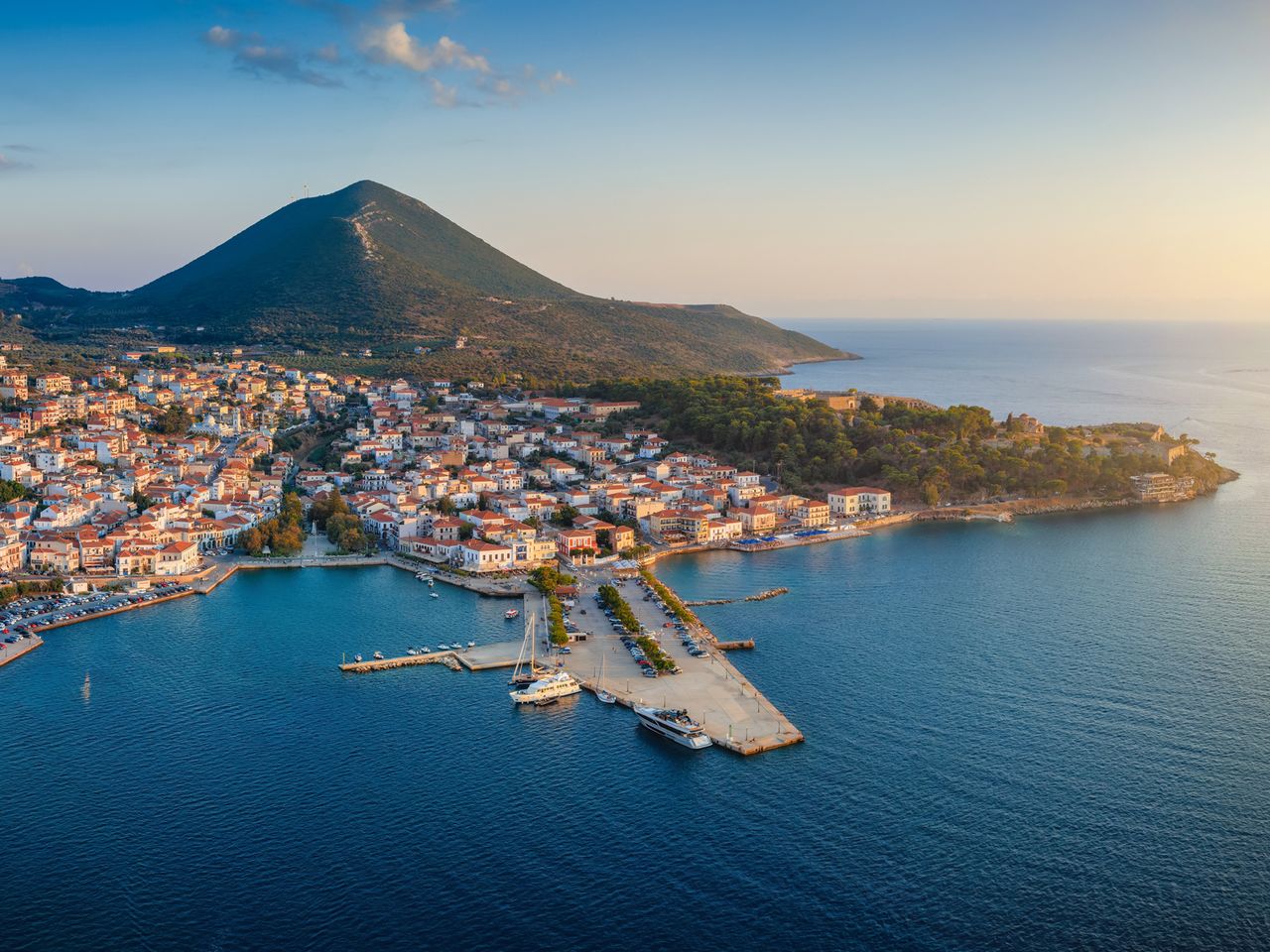 Blick auf Pylos an der Bucht von Navarino