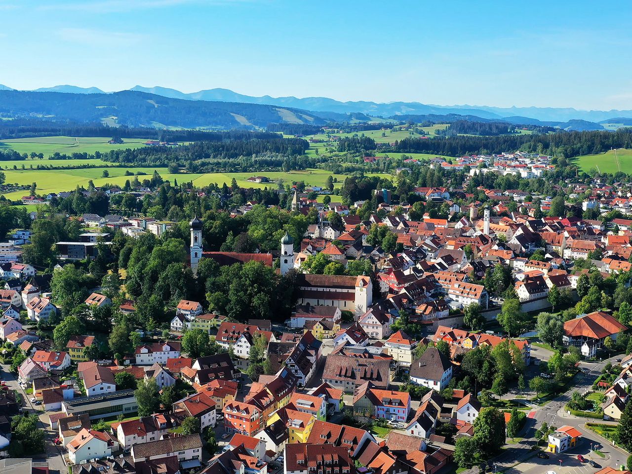 Blick auf die Altstadt von Isny im Allgäu