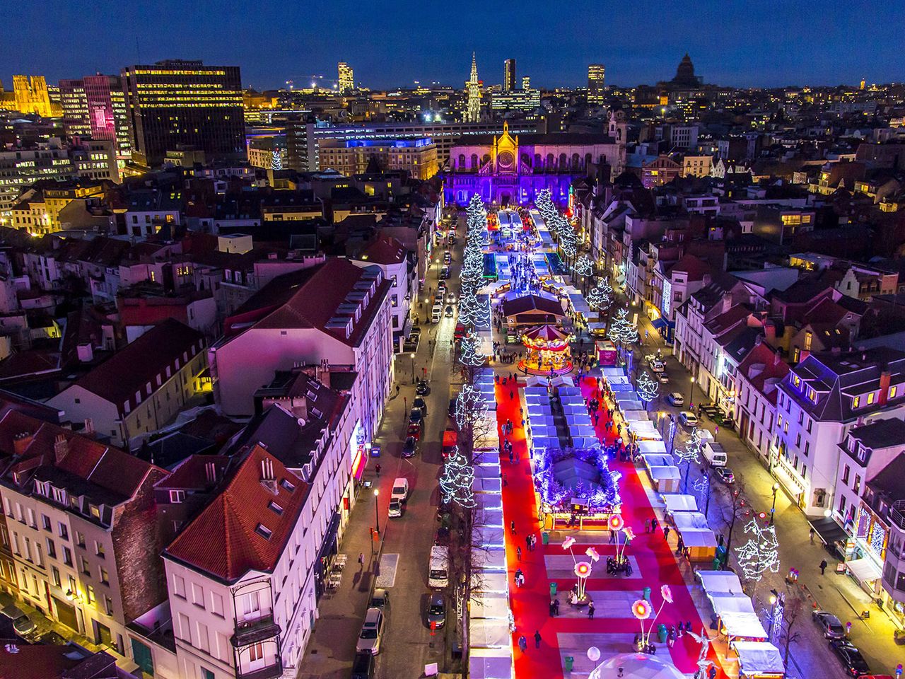 Luftaufnahme des Brüsseler Weihnachtsmarktes