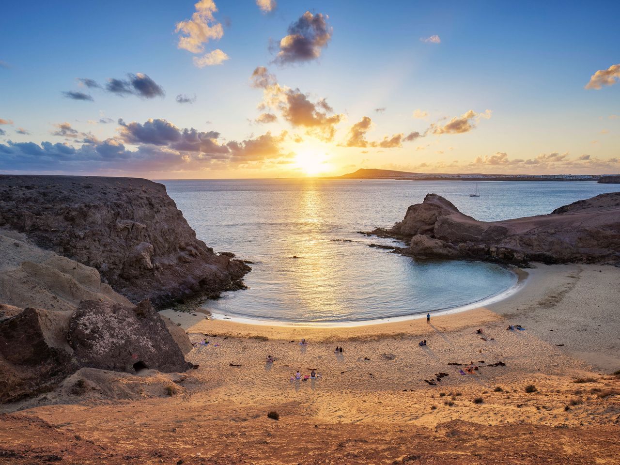 Papagayo-Strand, Lanzarote, beim Sonnenuntergang