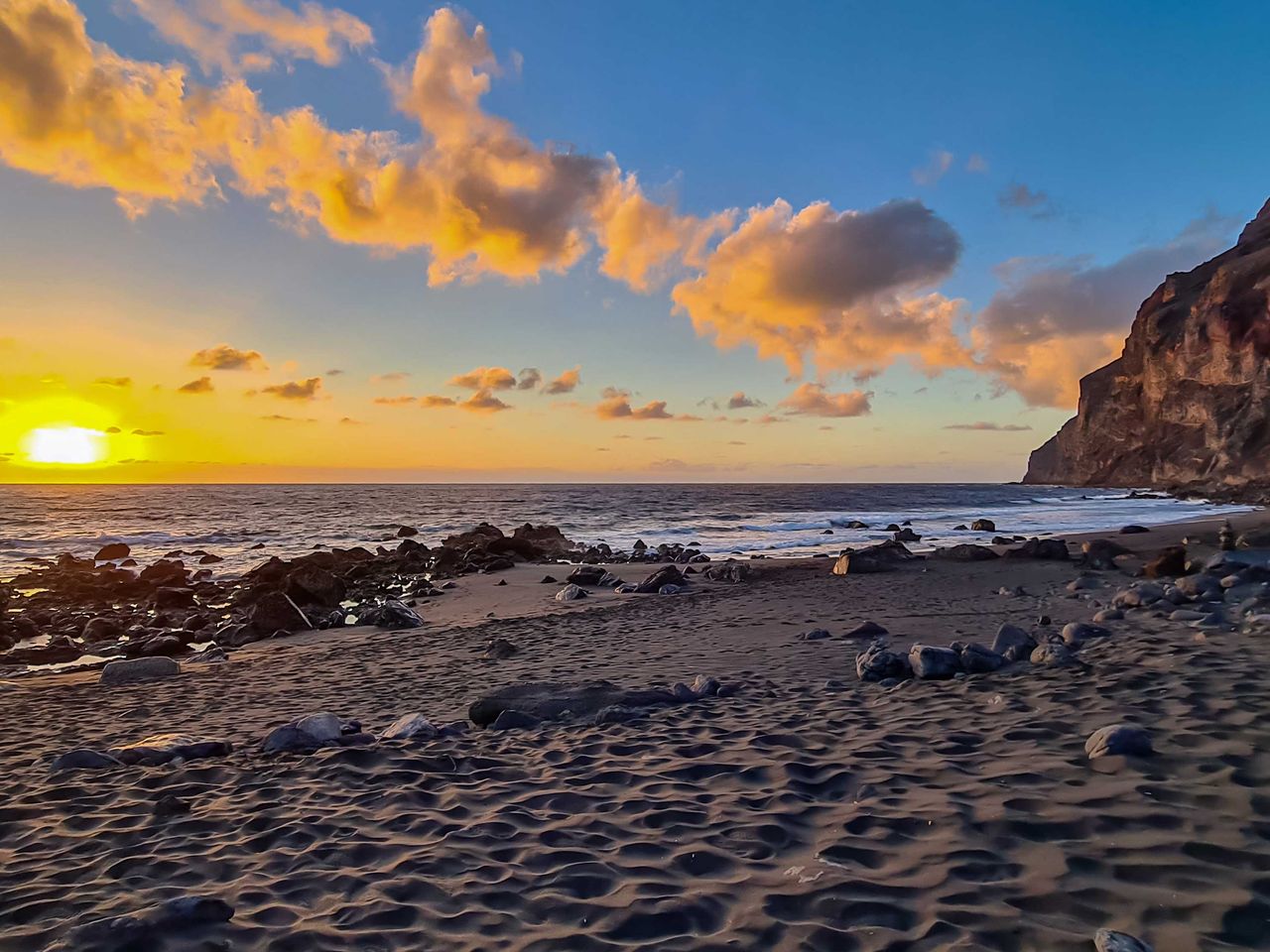 Playa del Inglés auf La Gomera, Sonnenuntergang