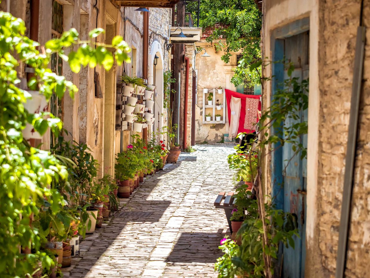 Gasse in Lefkara, Zypern