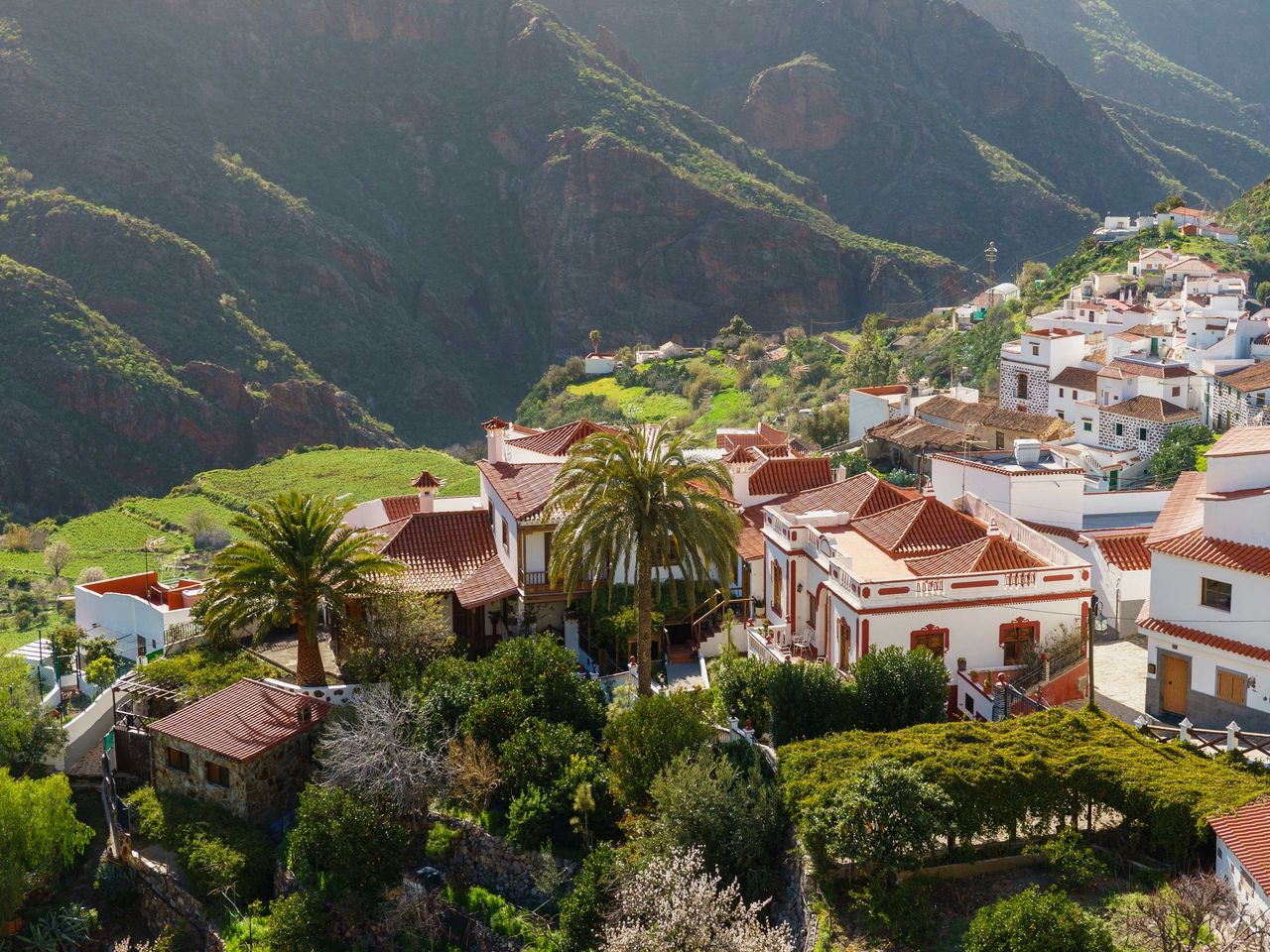 Blick auf das Bergdorf Tejeda