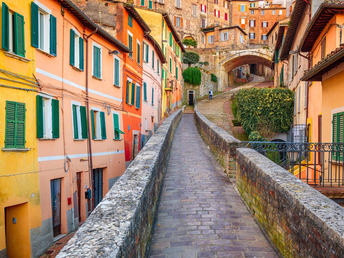 Mittelalterliche Stra&szlig;en von Perugia, Umbrien 
