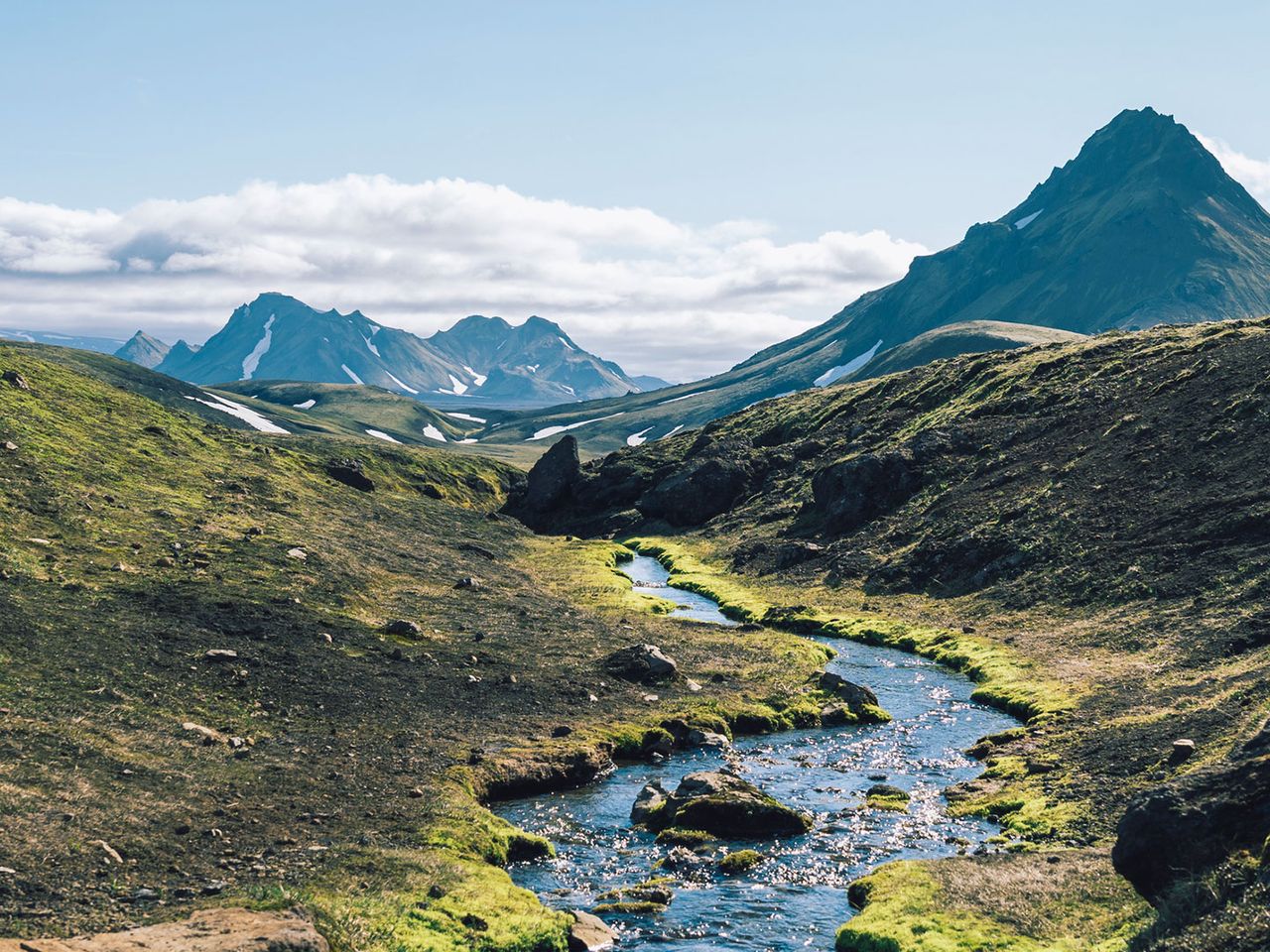 Gebirgsfluss Laugavegur-Trail
