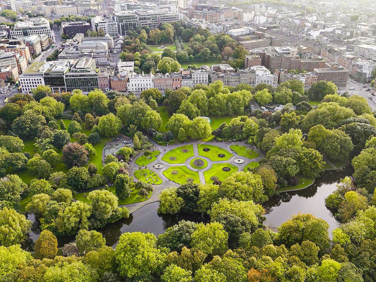 St. Stephen‘s Green, Dublin, Luftaufnahme