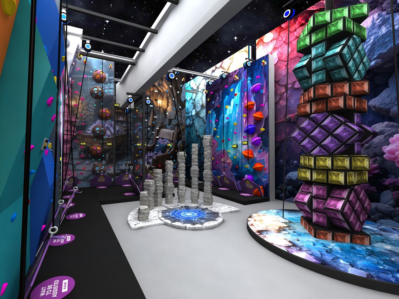 Kletterwände in der Lost City, Neustrelitz