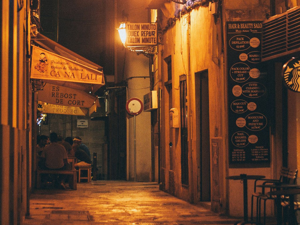 Mallorca Palma, Carrer de Sant Feliu bei Abend