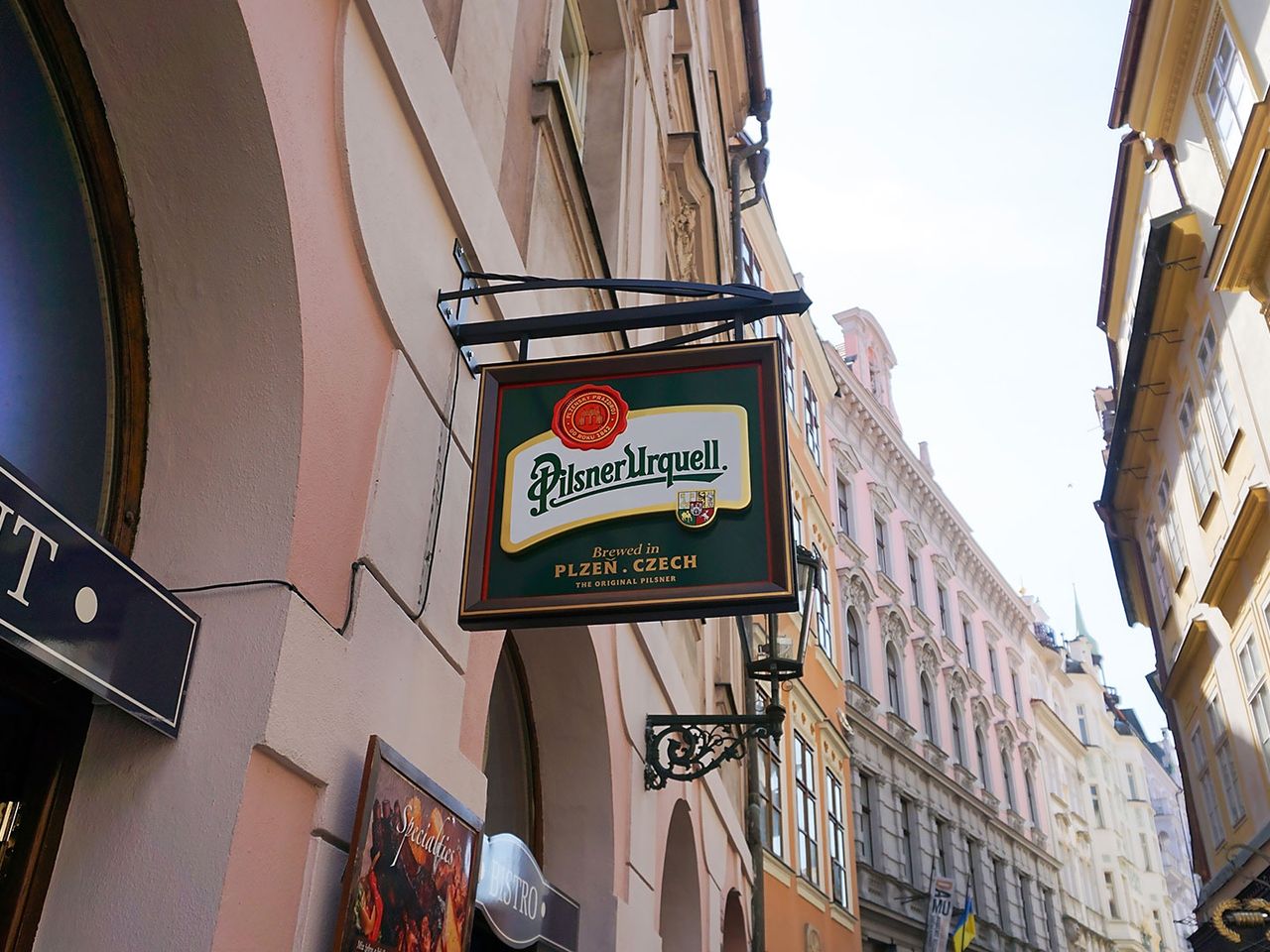 Pilsner-Urquell-Logo in der Stadt von Pilsen