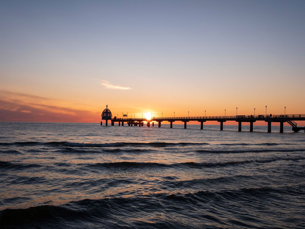 Seebrücke Zinnowitz auf Usedom, Sonnenuntergang