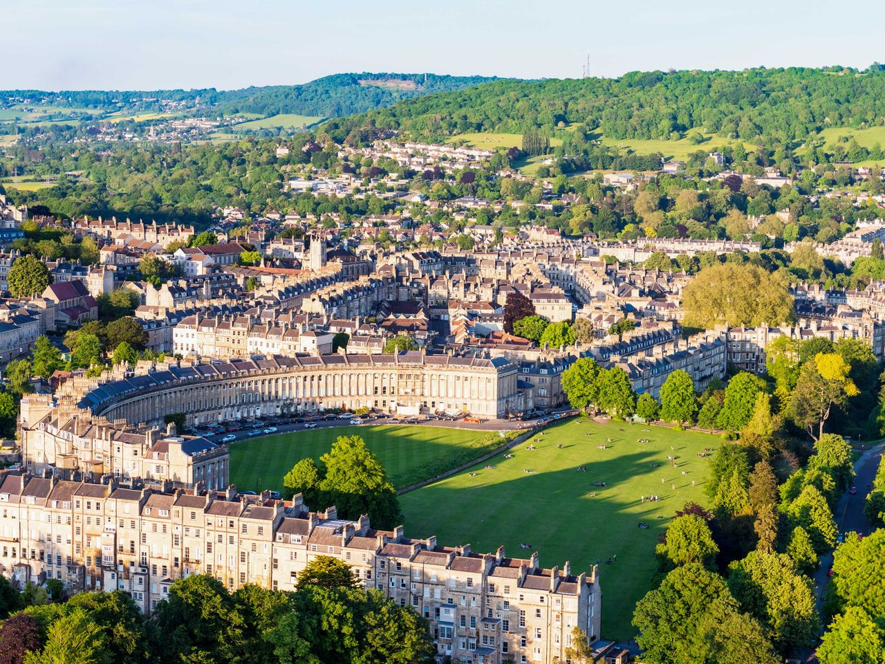Royal Crescent in Bath, Luftaufnahme