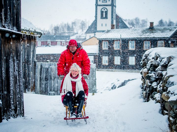Schlittenfahren in Røros, Norwegen