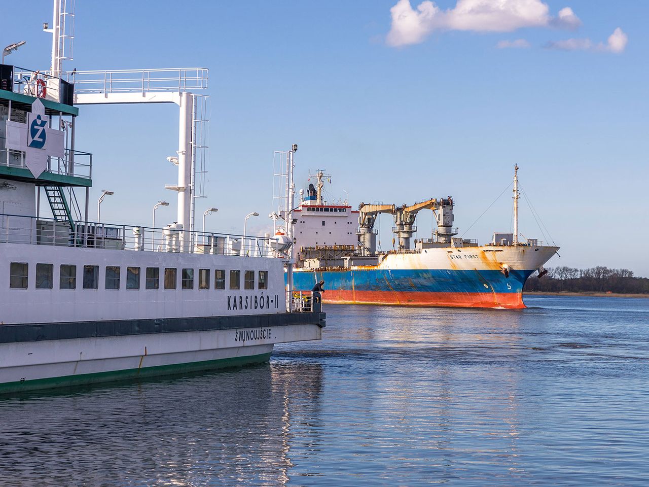 Kühlfrachter auf der Swine