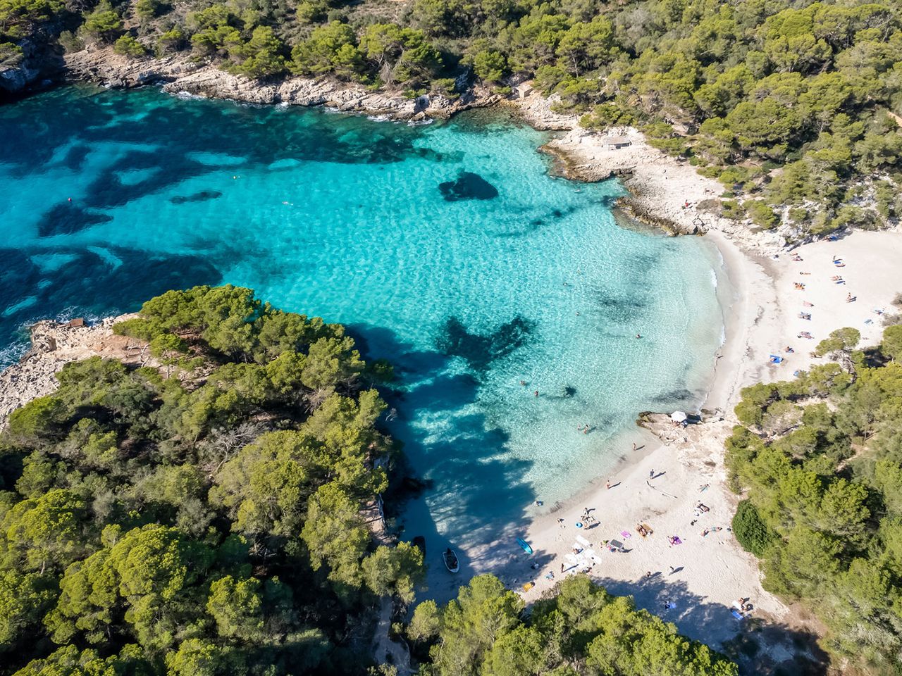 Cala Turqueta auf Menorca, Luftaufnahme