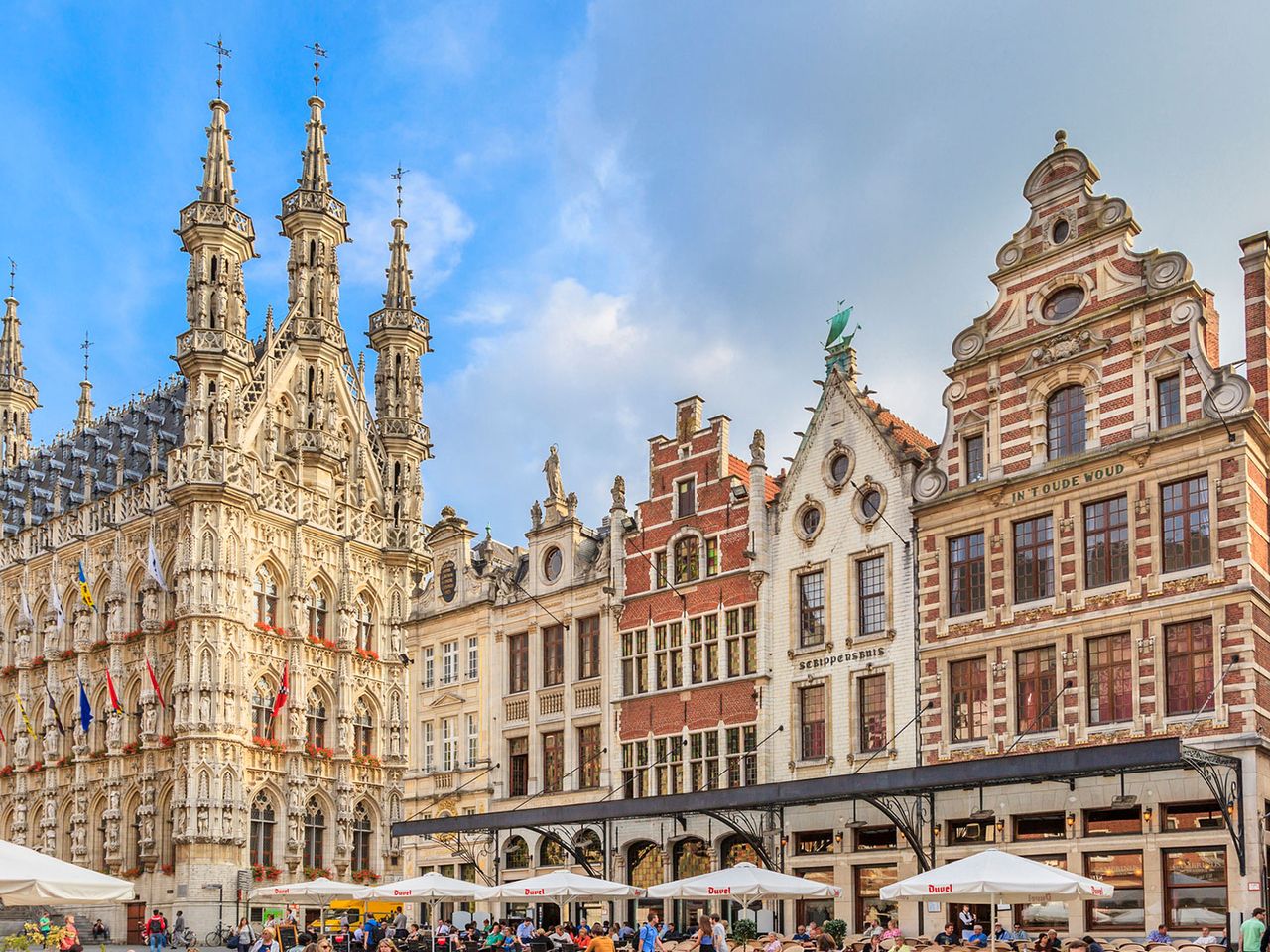 Grote Markt und Rathaus in Leuven, Belgien