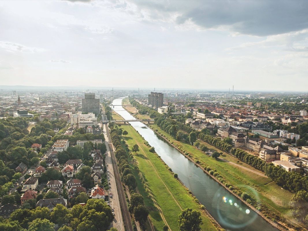 Die Mündung des Neckar in Mannheim