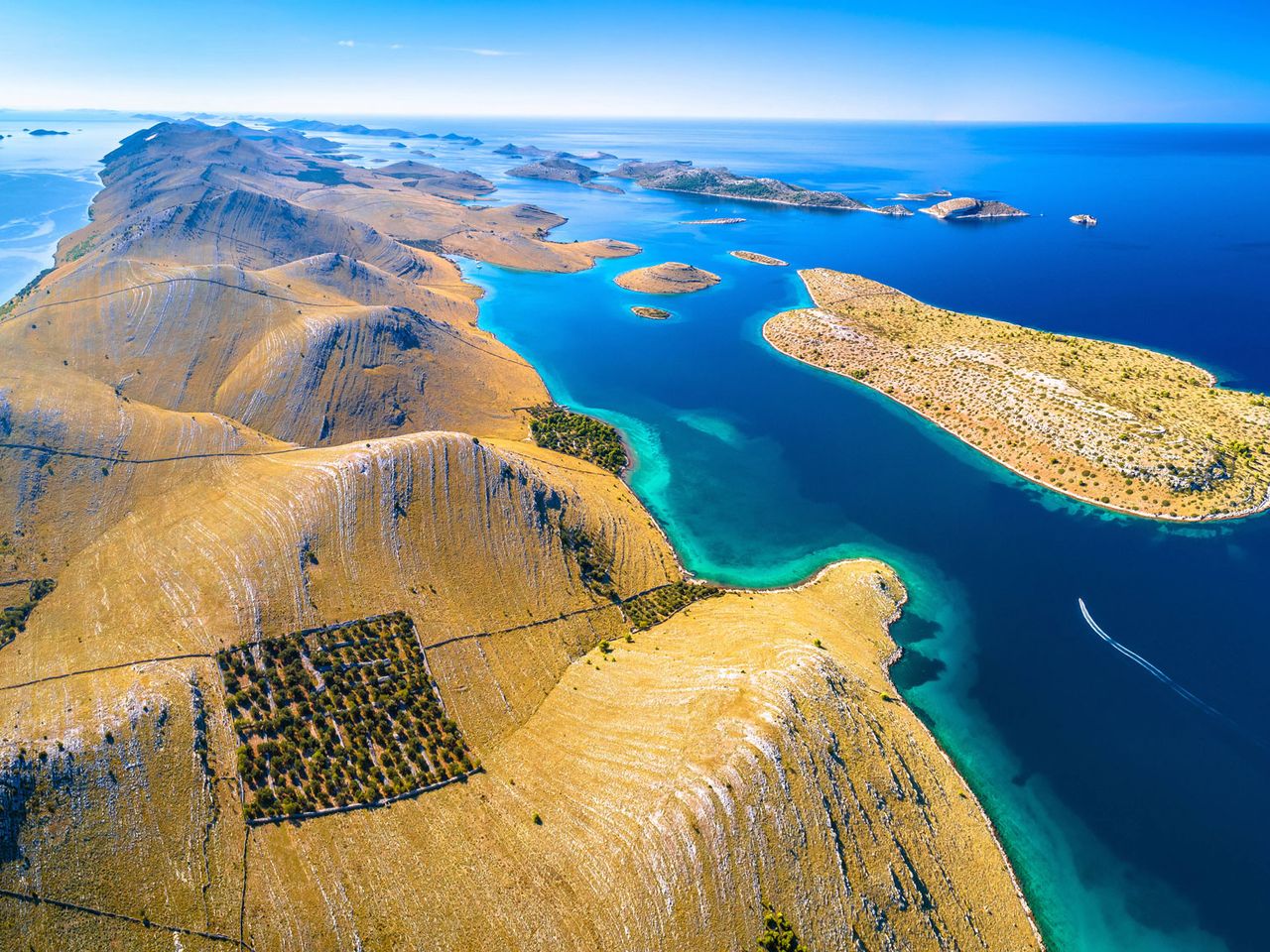 Luftaufnahme der Kornaten, Archipel in Kroatien