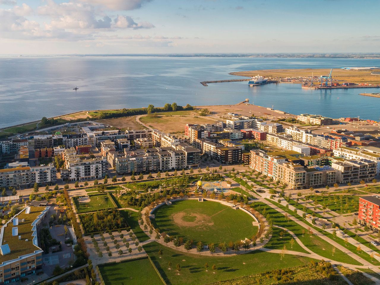 Västra Hamnen, ehemaliges Hafenviertel in Malmö, von oben