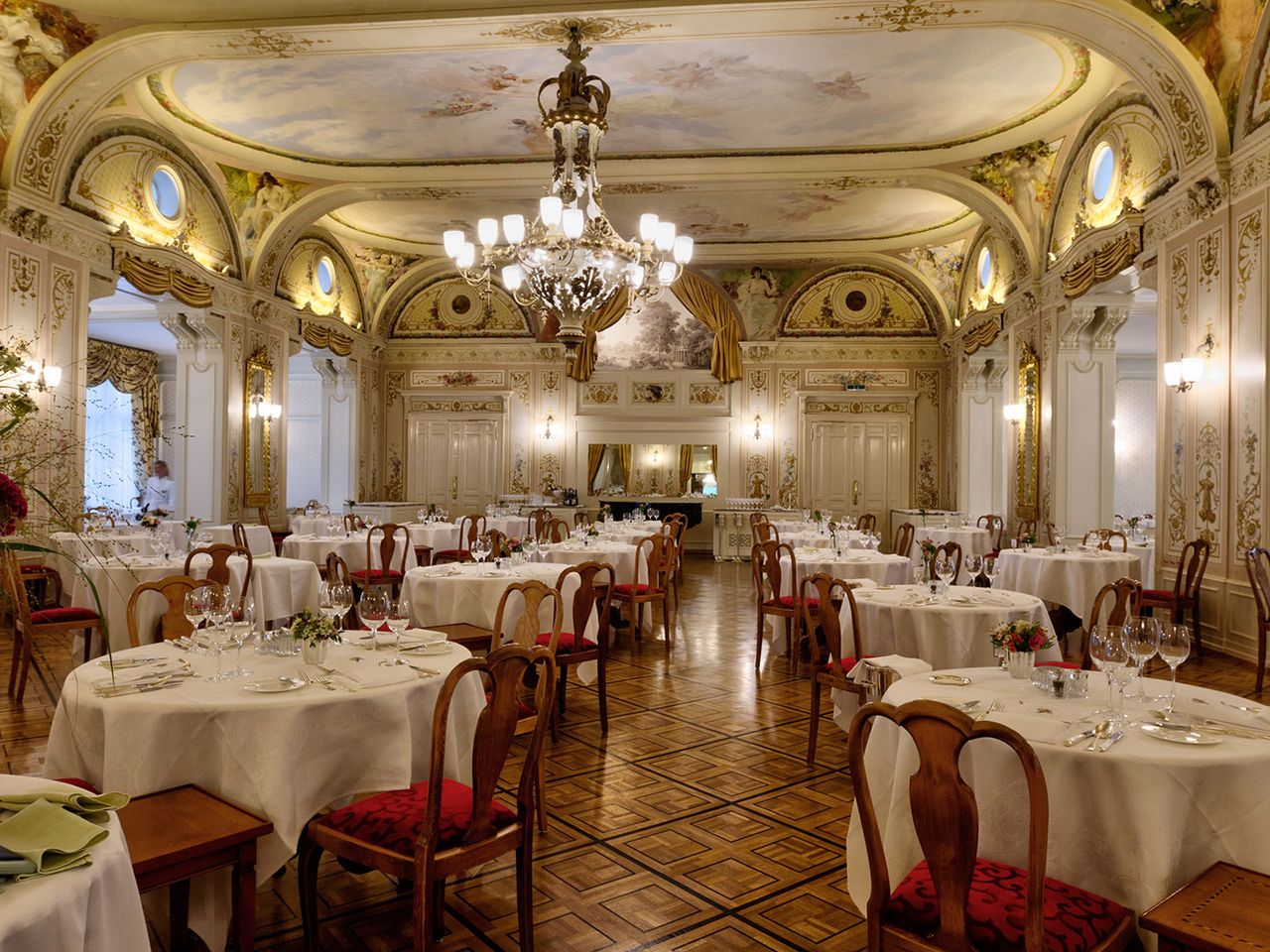 „Grand Hotel Kronenhof“ in Pontresina, Speisesaal