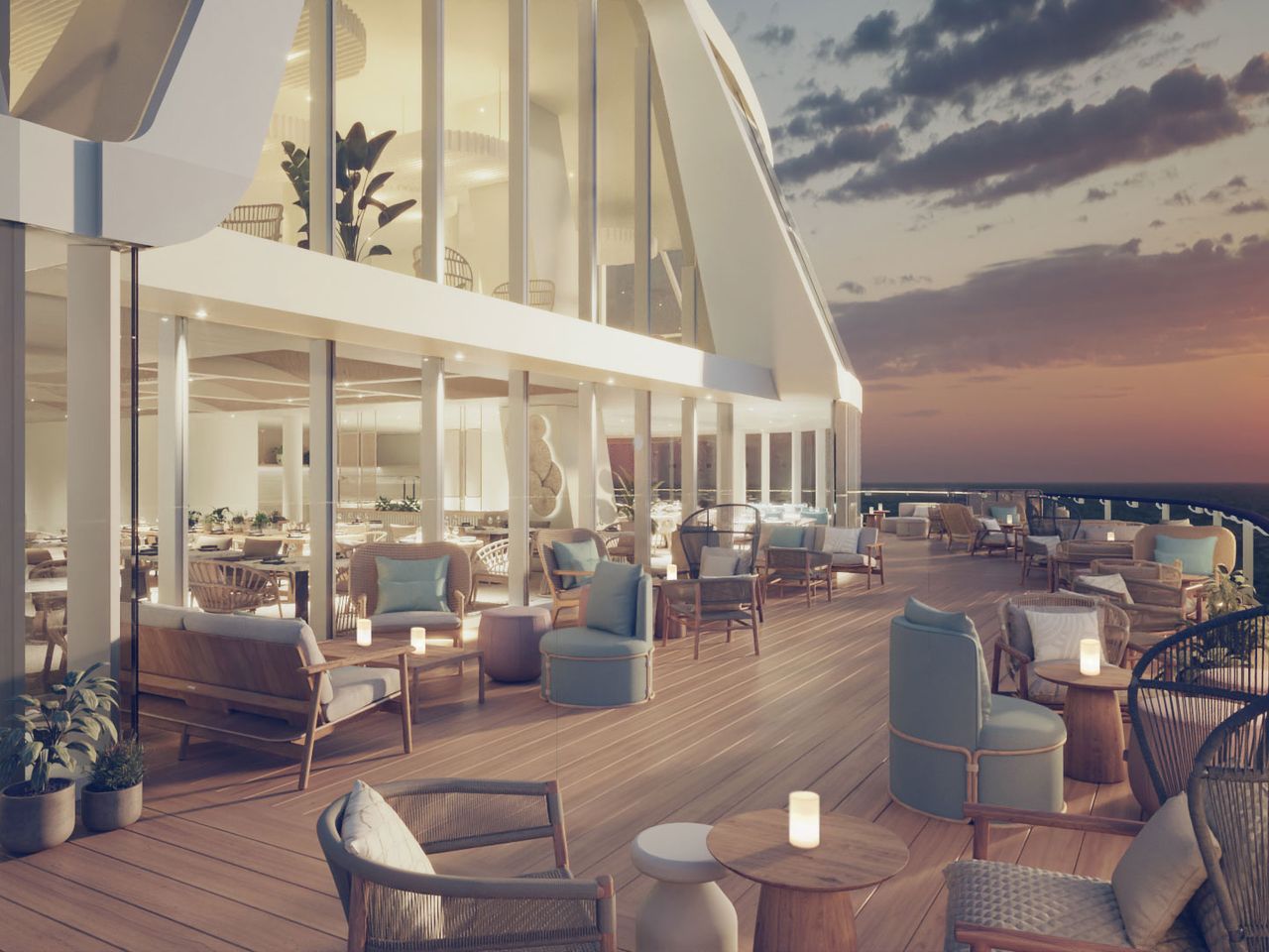 Mein Schiff Relax, Deck und Sonnenuntergang (Rendering)