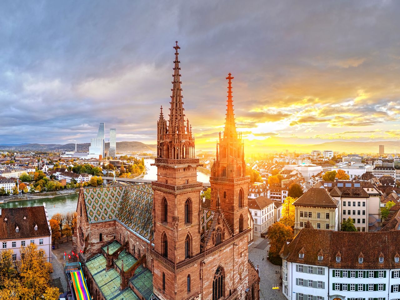 Basler Münster, Sonnenuntergang