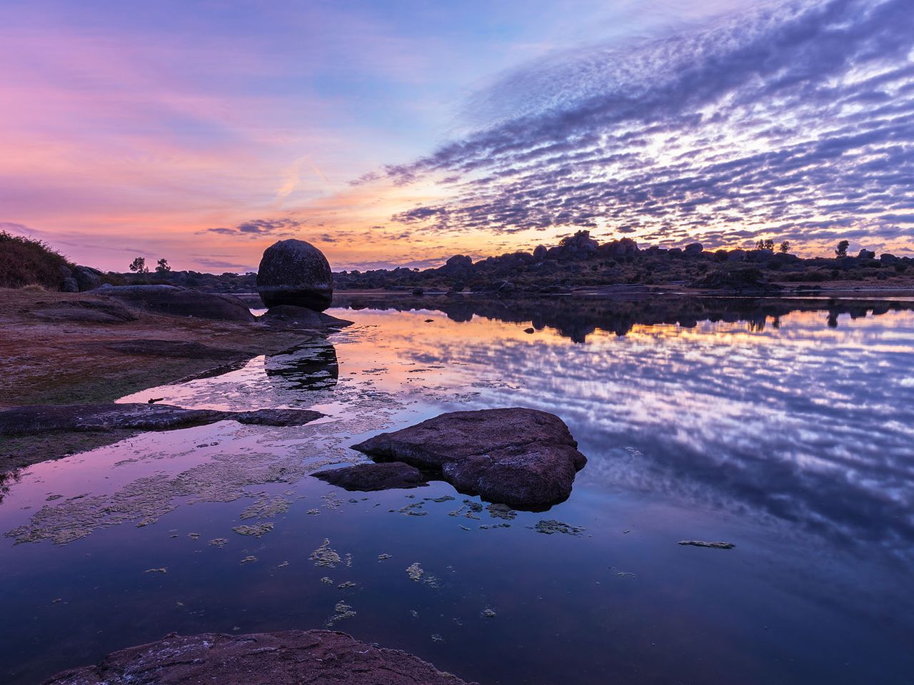 Sonnenuntergang bei Malpartida de Cáceres, Naturlandschaft