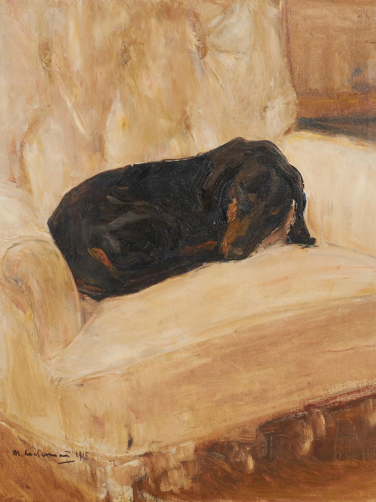 Gem&auml;lde &bdquo;Schlafender Dackel&ldquo; von Max Liebermann