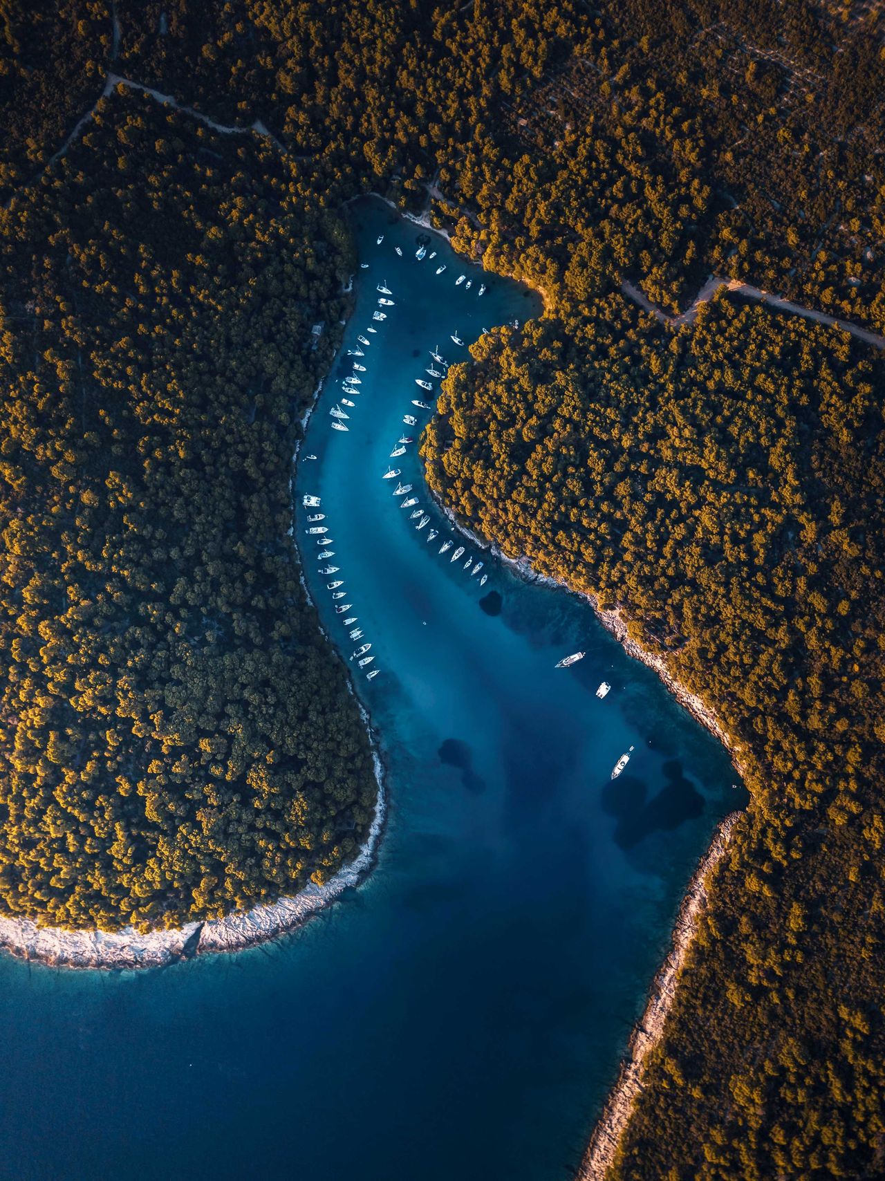 Krivica-Bucht bei Veli Lo&scaron;inj, Luftaufnahme 